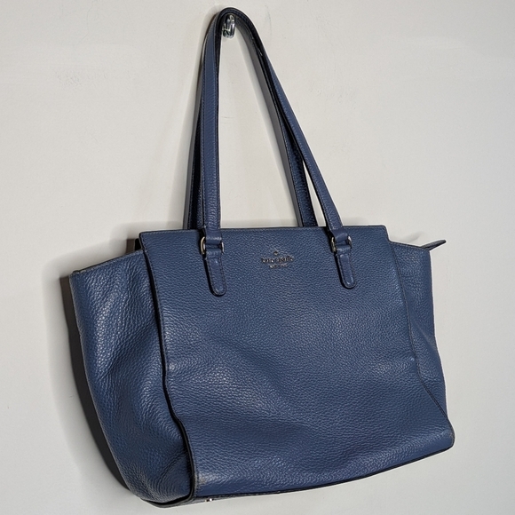 Kate Spade Blue Pebbled Leather Satchel Tote Bag - Picture 5 of 16